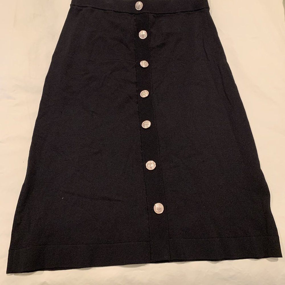 Gold Button Black skirt